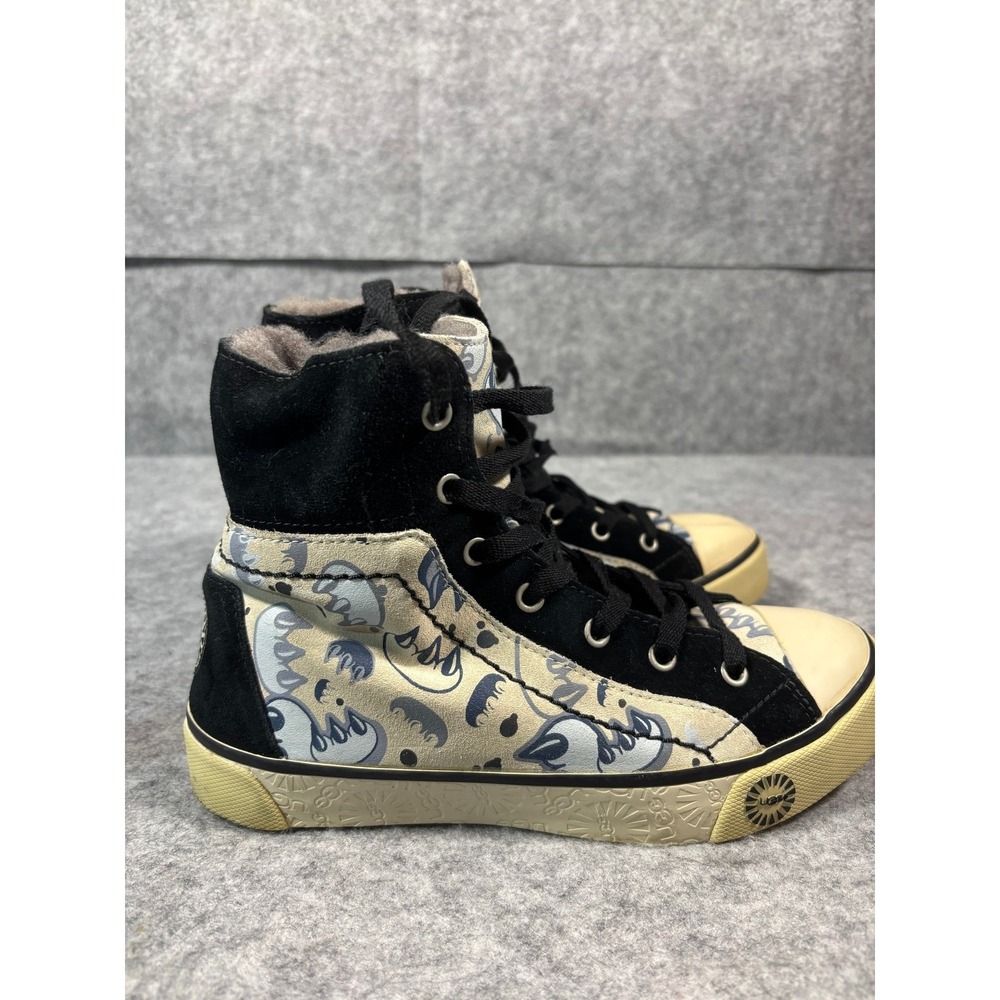 UGG Stellah Claw Graffiti Fur Lined High Top Sneakers Short Boots RARE/DISC Sz 5 - Picture 6 of 9